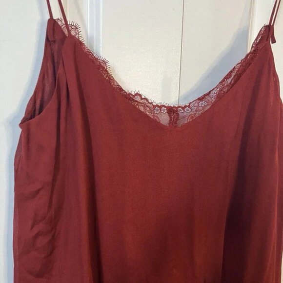 NWT Zara Red Flowy Camisole Tank Top Womens Large Lace Trim Goth Boho Vampire - Picture 3 of 6